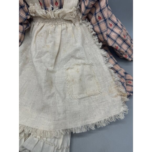 Vintage Raggedy Ann Cloth Doll Red Yarn Hair & Plaid Dress ladybug 24" READ - Picture 4 of 6